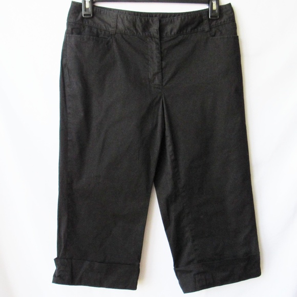White House Black Market Pants - White House Black Market Black Cuffed Capri Pants